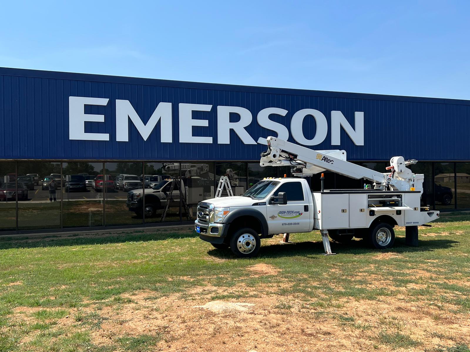Emerson welding commercial sign