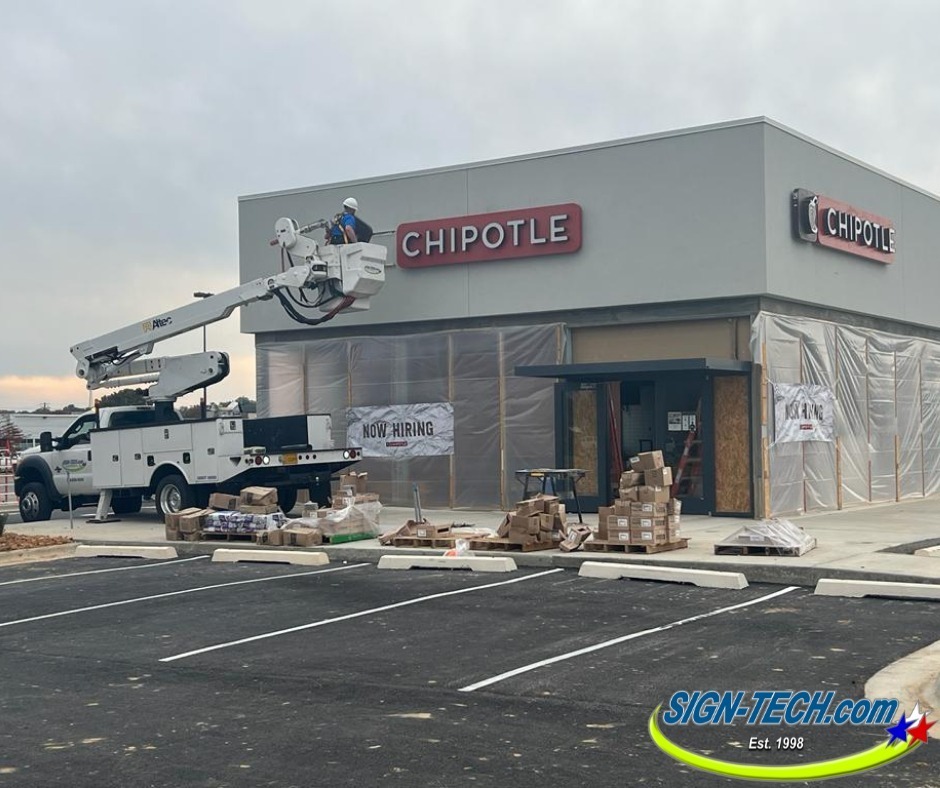Chipotle commercial sign installation