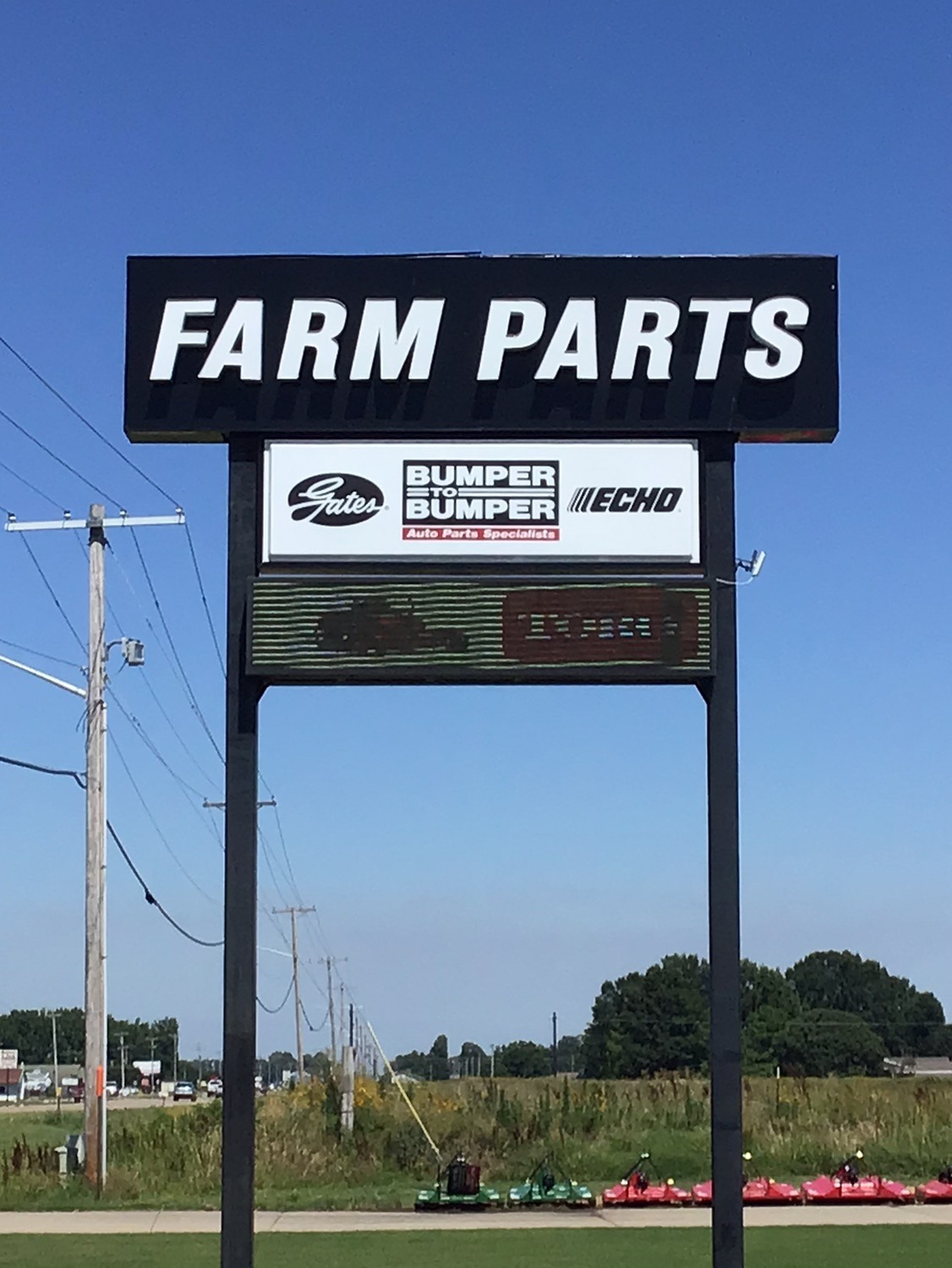 farm parts sign with digital display